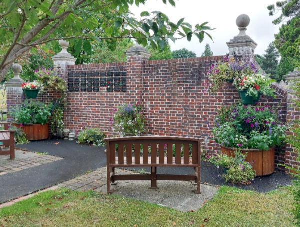 Memorial wall and bench